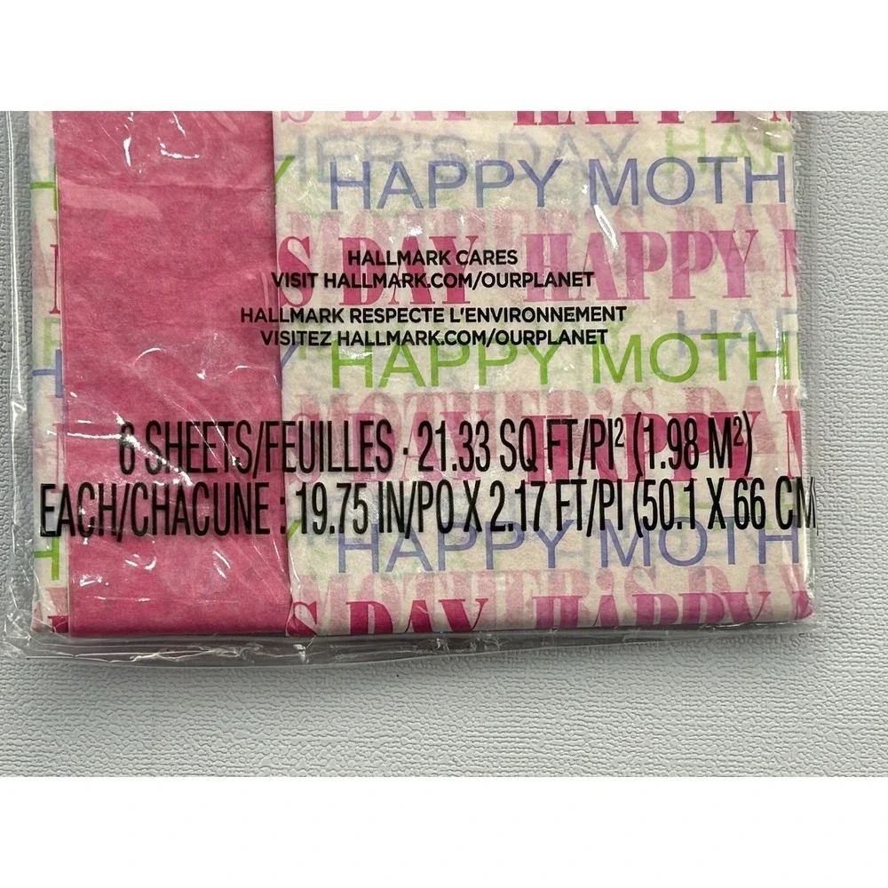 Hallmark Mother's Day Tissue Paper Lot of 5 Packs Pink Gift Wrap Sealed 2016